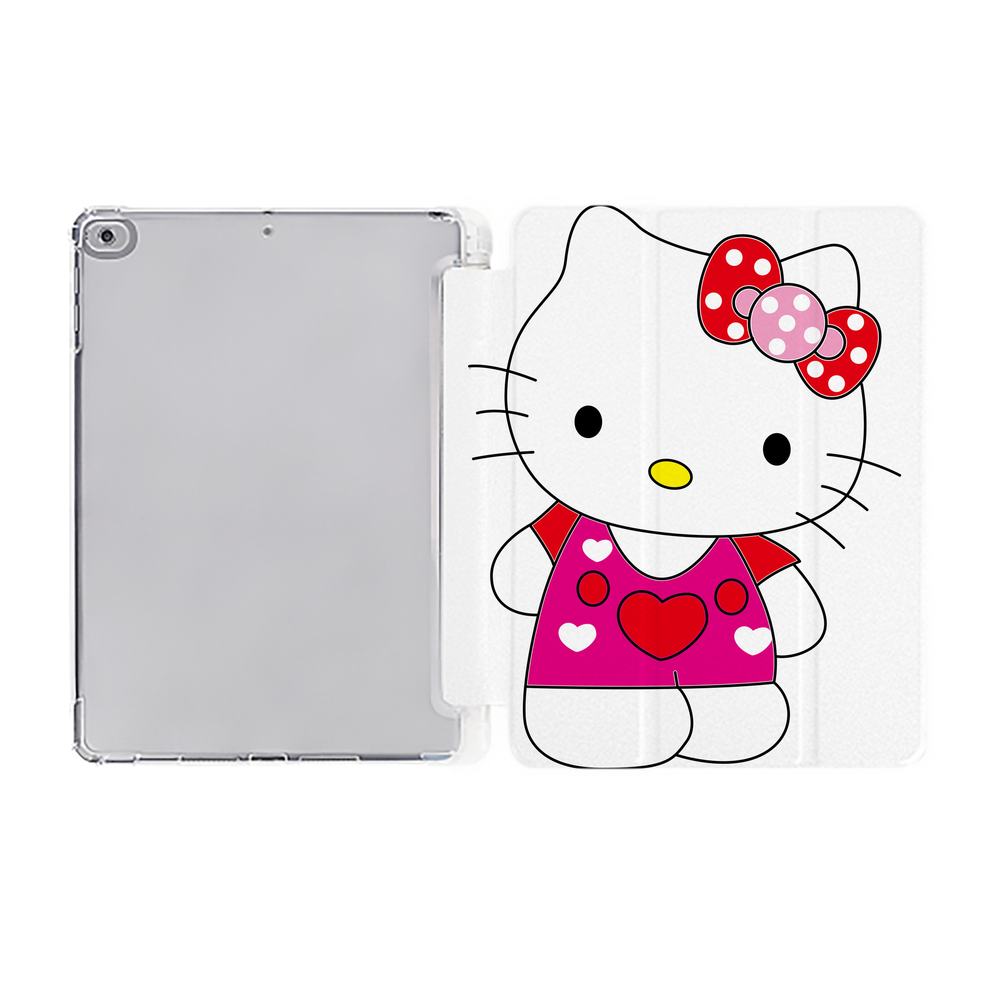 （画像用） Hello Kitty ハローキティ IPad ケース ペン収納付き 三つ折りスタンド PUレザー×シリコン 対応機種9.5/10.5/10.9インチ